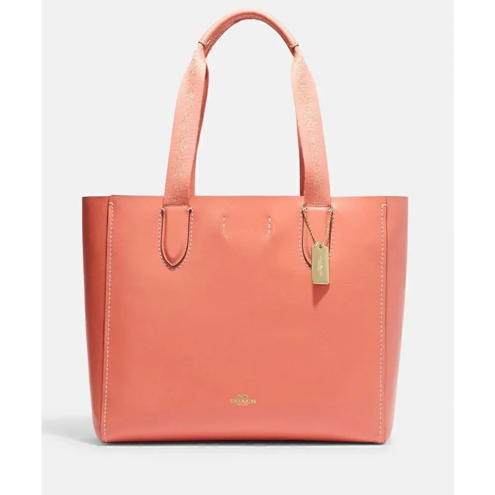 🔥🎁NWT! Coach DERBY Tote Handbag Pebble Leather Coral Msrp:$350.00